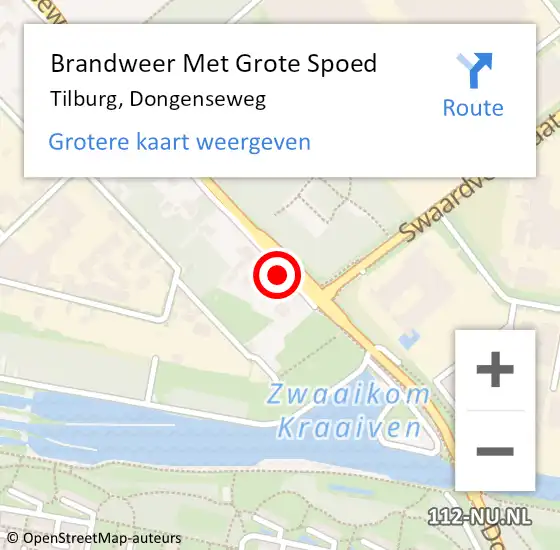Locatie op kaart van de 112 melding: Brandweer Met Grote Spoed Naar Tilburg, Dongenseweg op 9 maart 2023 14:25
