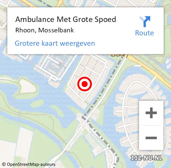 Locatie op kaart van de 112 melding: Ambulance Met Grote Spoed Naar Rhoon, Mosselbank op 9 maart 2023 16:34