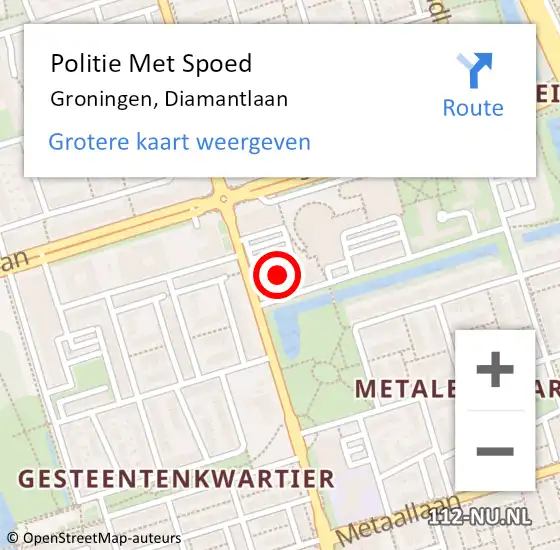 Locatie op kaart van de 112 melding: Politie Met Spoed Naar Groningen, Diamantlaan op 9 maart 2023 16:39