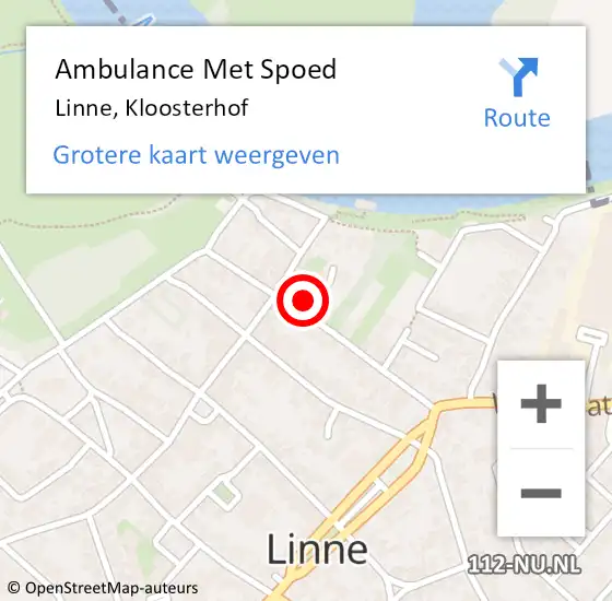 Locatie op kaart van de 112 melding: Ambulance Met Spoed Naar Linne, Kloosterhof op 9 maart 2023 17:52