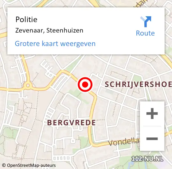 Locatie op kaart van de 112 melding: Politie Zevenaar, Steenhuizen op 9 maart 2023 23:12
