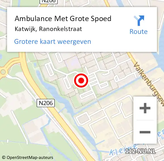Locatie op kaart van de 112 melding: Ambulance Met Grote Spoed Naar Katwijk, Ranonkelstraat op 10 maart 2023 01:13