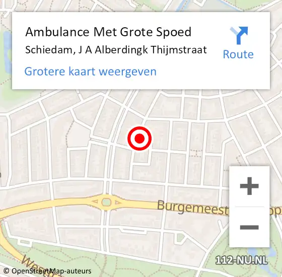 Locatie op kaart van de 112 melding: Ambulance Met Grote Spoed Naar Schiedam, J A Alberdingk Thijmstraat op 10 maart 2023 03:47