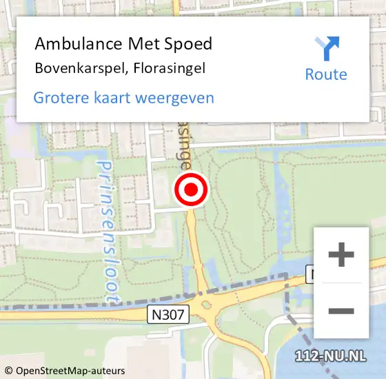 Locatie op kaart van de 112 melding: Ambulance Met Spoed Naar Bovenkarspel, Florasingel op 10 maart 2023 06:37