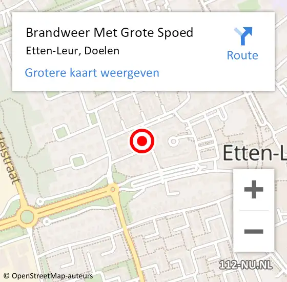 Locatie op kaart van de 112 melding: Brandweer Met Grote Spoed Naar Etten-Leur, Doelen op 10 maart 2023 08:16