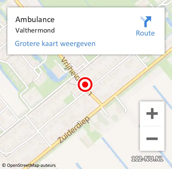 Locatie op kaart van de 112 melding: Ambulance Valthermond op 10 maart 2023 11:52