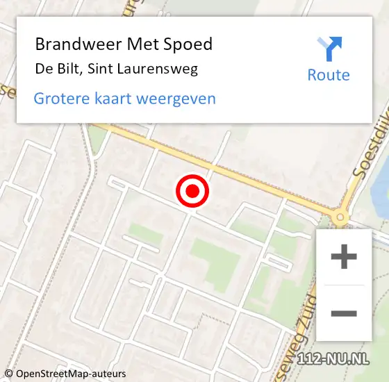 Locatie op kaart van de 112 melding: Brandweer Met Spoed Naar De Bilt, Sint Laurensweg op 10 maart 2023 11:52