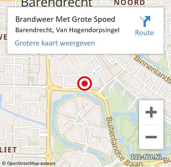Locatie op kaart van de 112 melding: Brandweer Met Grote Spoed Naar Barendrecht, Van Hogendorpsingel op 10 maart 2023 12:02