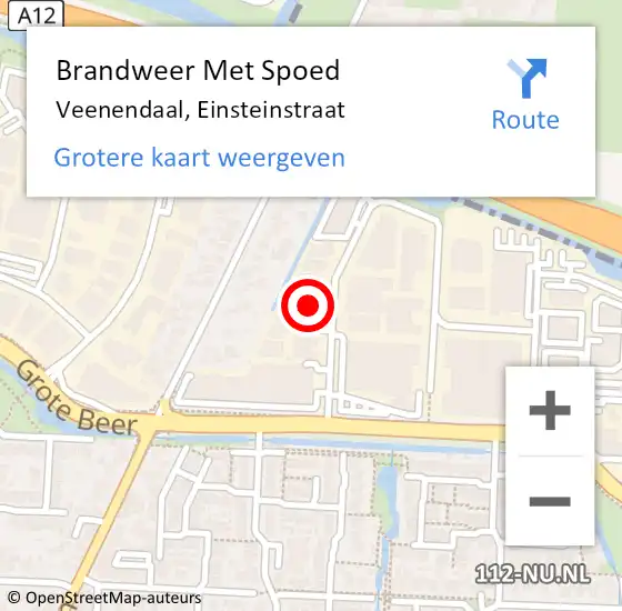 Locatie op kaart van de 112 melding: Brandweer Met Spoed Naar Veenendaal, Einsteinstraat op 10 maart 2023 12:03