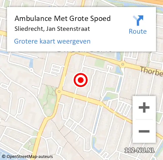 Locatie op kaart van de 112 melding: Ambulance Met Grote Spoed Naar Sliedrecht, Jan Steenstraat op 10 maart 2023 12:20