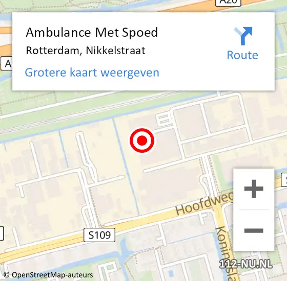 Locatie op kaart van de 112 melding: Ambulance Met Spoed Naar Rotterdam, Nikkelstraat op 10 maart 2023 12:35