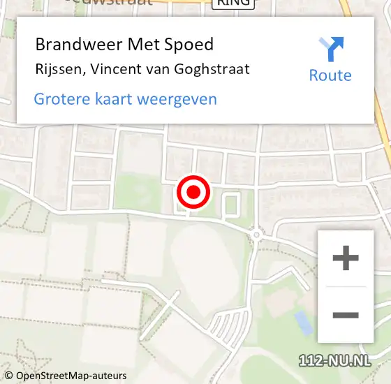 Locatie op kaart van de 112 melding: Brandweer Met Spoed Naar Rijssen, Vincent van Goghstraat op 10 maart 2023 12:43