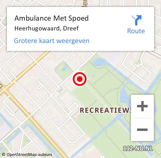 Locatie op kaart van de 112 melding: Ambulance Met Spoed Naar Heerhugowaard, Dreef op 10 maart 2023 14:07