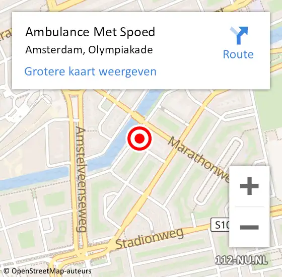 Locatie op kaart van de 112 melding: Ambulance Met Spoed Naar Amsterdam, Olympiakade op 10 maart 2023 14:09