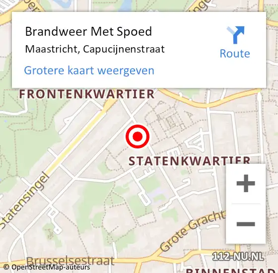 Locatie op kaart van de 112 melding: Brandweer Met Spoed Naar Maastricht, Capucijnenstraat op 10 maart 2023 14:38