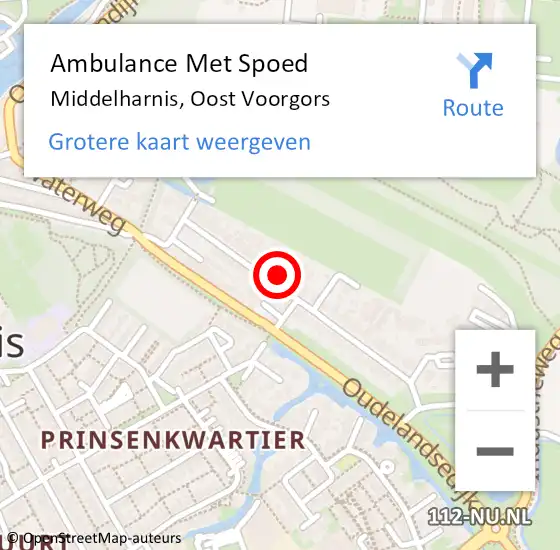 Locatie op kaart van de 112 melding: Ambulance Met Spoed Naar Middelharnis, Oost Voorgors op 10 maart 2023 14:55