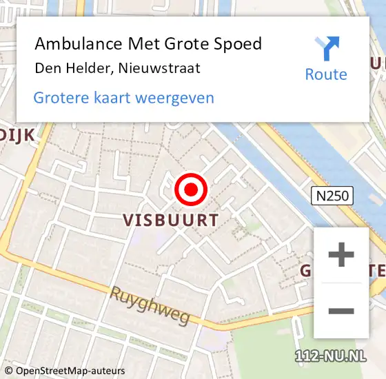 Locatie op kaart van de 112 melding: Ambulance Met Grote Spoed Naar Den Helder, Nieuwstraat op 10 maart 2023 15:45