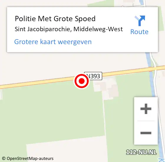 Locatie op kaart van de 112 melding: Politie Met Grote Spoed Naar Sint Jacobiparochie, Middelweg-West op 10 maart 2023 16:54