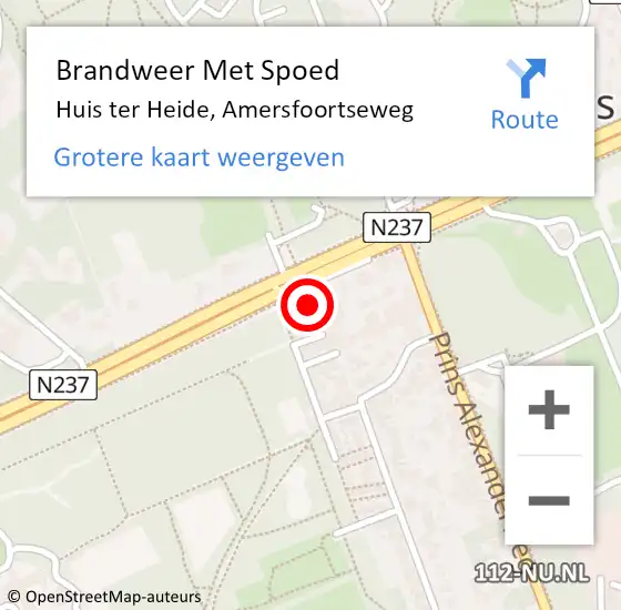 Locatie op kaart van de 112 melding: Brandweer Met Spoed Naar Huis ter Heide, Amersfoortseweg op 10 maart 2023 17:12