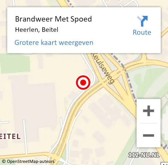 Locatie op kaart van de 112 melding: Brandweer Met Spoed Naar Heerlen, Beitel op 10 maart 2023 17:28