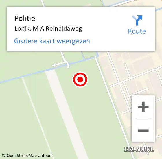 Locatie op kaart van de 112 melding: Politie Lopik, M A Reinaldaweg op 10 maart 2023 17:41