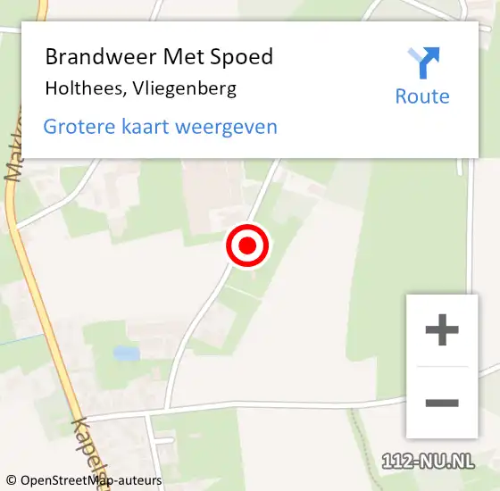 Locatie op kaart van de 112 melding: Brandweer Met Spoed Naar Holthees, Vliegenberg op 10 maart 2023 17:57
