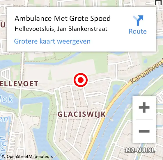 Locatie op kaart van de 112 melding: Ambulance Met Grote Spoed Naar Hellevoetsluis, Jan Blankenstraat op 10 maart 2023 18:25