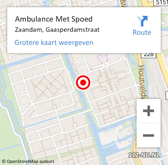 Locatie op kaart van de 112 melding: Ambulance Met Spoed Naar Zaandam, Gaasperdamstraat op 10 maart 2023 18:50