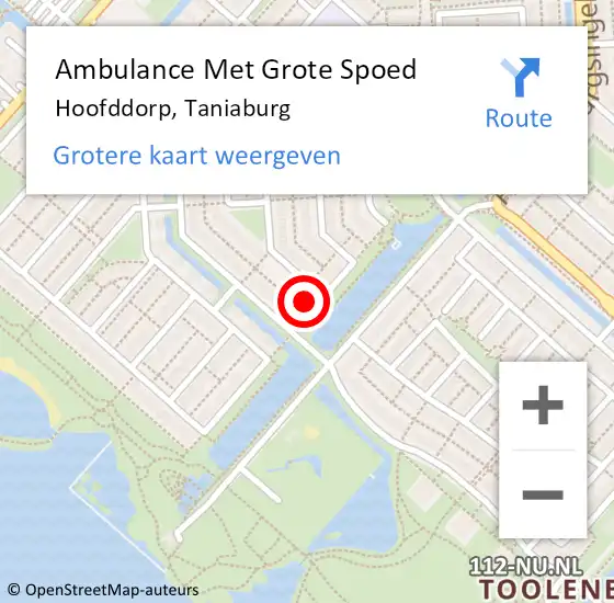 Locatie op kaart van de 112 melding: Ambulance Met Grote Spoed Naar Hoofddorp, Taniaburg op 10 maart 2023 19:43
