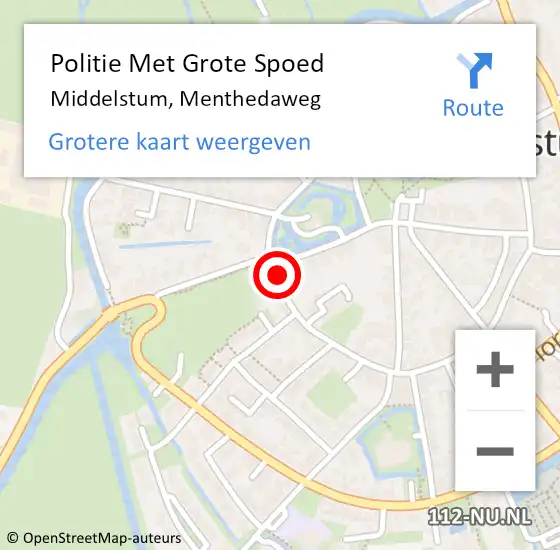 Locatie op kaart van de 112 melding: Politie Met Grote Spoed Naar Middelstum, Menthedaweg op 10 maart 2023 19:44