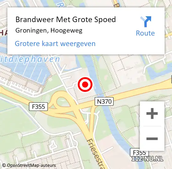Locatie op kaart van de 112 melding: Brandweer Met Grote Spoed Naar Groningen, Hoogeweg op 10 maart 2023 20:23