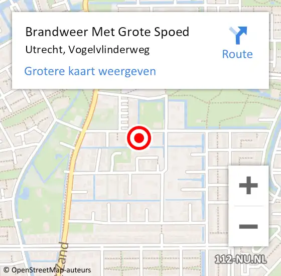 Locatie op kaart van de 112 melding: Brandweer Met Grote Spoed Naar Utrecht, Vogelvlinderweg op 10 maart 2023 20:24
