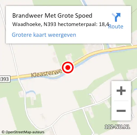 Locatie op kaart van de 112 melding: Brandweer Met Grote Spoed Naar Waadhoeke, N393 hectometerpaal: 18,4 op 11 maart 2023 01:09
