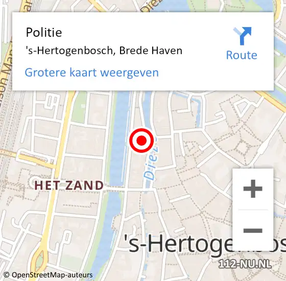 Locatie op kaart van de 112 melding: Politie 's-Hertogenbosch, Brede Haven op 11 maart 2023 03:05
