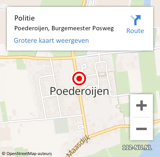 Locatie op kaart van de 112 melding: Politie Poederoijen, Burgemeester Posweg op 11 maart 2023 03:29