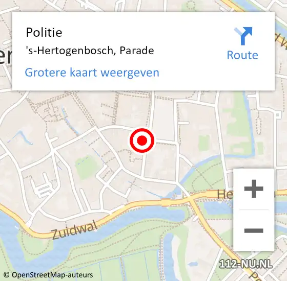 Locatie op kaart van de 112 melding: Politie 's-Hertogenbosch, Parade op 11 maart 2023 03:32