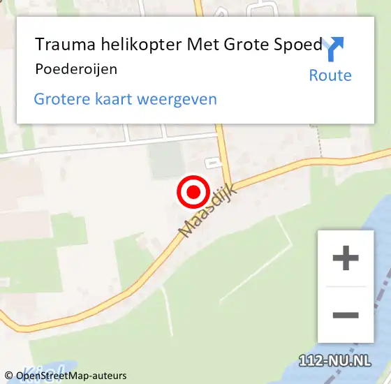 Locatie op kaart van de 112 melding: Trauma helikopter Met Grote Spoed Naar Poederoijen op 11 maart 2023 03:33