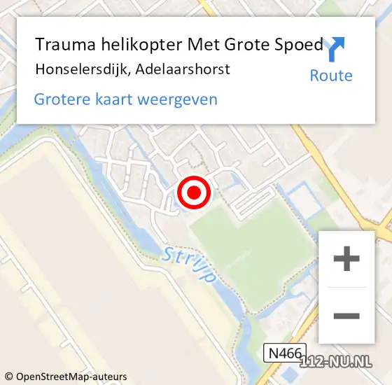 Locatie op kaart van de 112 melding: Trauma helikopter Met Grote Spoed Naar Honselersdijk, Adelaarshorst op 11 maart 2023 04:16