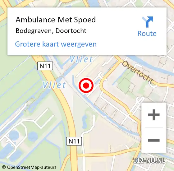 Locatie op kaart van de 112 melding: Ambulance Met Spoed Naar Bodegraven, Doortocht op 11 maart 2023 11:13