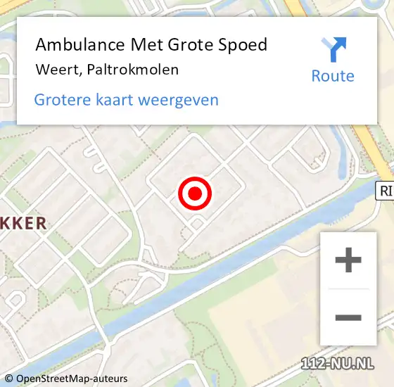 Locatie op kaart van de 112 melding: Ambulance Met Grote Spoed Naar Weert, Paltrokmolen op 11 maart 2023 11:49