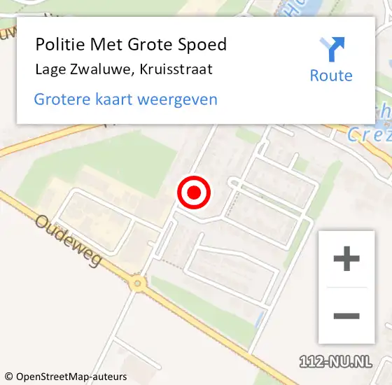 Locatie op kaart van de 112 melding: Politie Met Grote Spoed Naar Lage Zwaluwe, Kruisstraat op 11 maart 2023 12:18