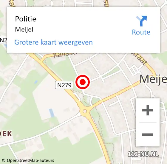 Locatie op kaart van de 112 melding: Politie Meijel op 11 maart 2023 13:14