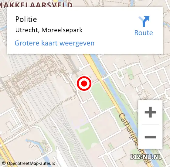 Locatie op kaart van de 112 melding: Politie Utrecht, Moreelsepark op 11 maart 2023 13:14