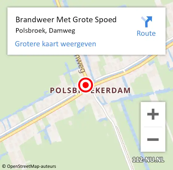 Locatie op kaart van de 112 melding: Brandweer Met Grote Spoed Naar Polsbroek, Damweg op 11 maart 2023 14:39