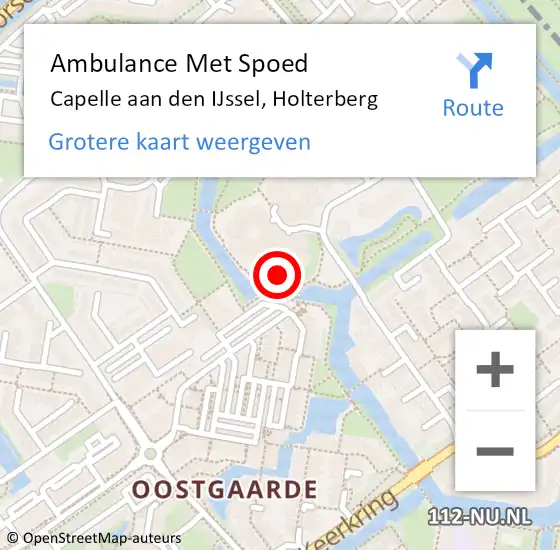 Locatie op kaart van de 112 melding: Ambulance Met Spoed Naar Capelle aan den IJssel, Holterberg op 11 maart 2023 16:25