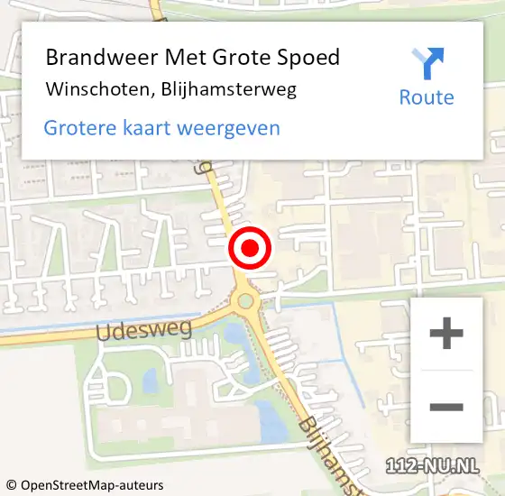 Locatie op kaart van de 112 melding: Brandweer Met Grote Spoed Naar Winschoten, Blijhamsterweg op 11 maart 2023 16:35