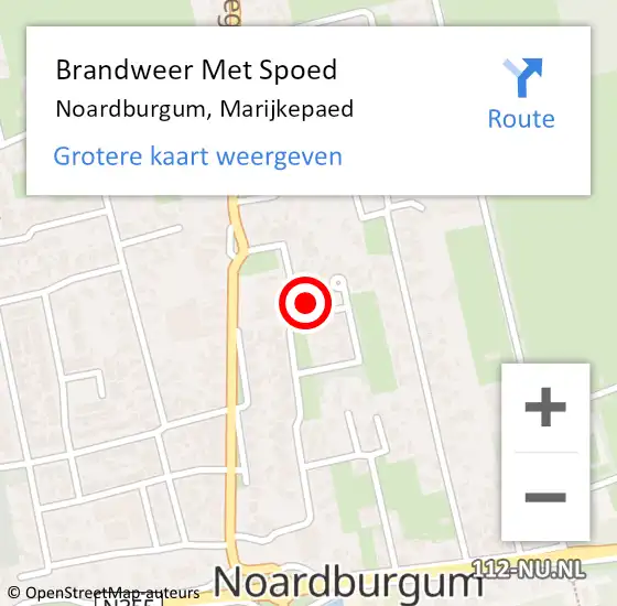 Locatie op kaart van de 112 melding: Brandweer Met Spoed Naar Noardburgum, Marijkepaed op 11 maart 2023 19:38