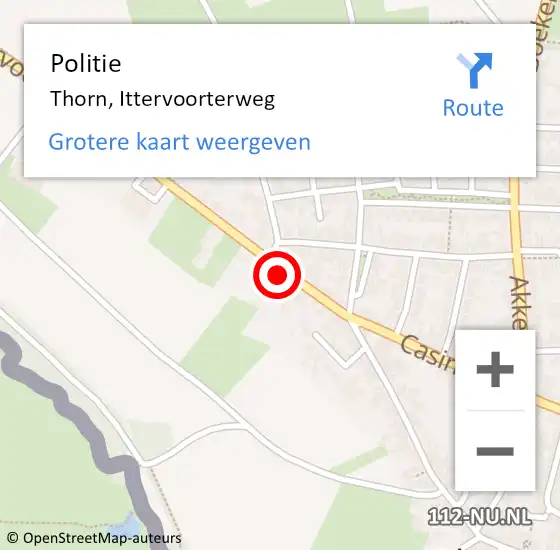 Locatie op kaart van de 112 melding: Politie Thorn, Ittervoorterweg op 11 maart 2023 19:46