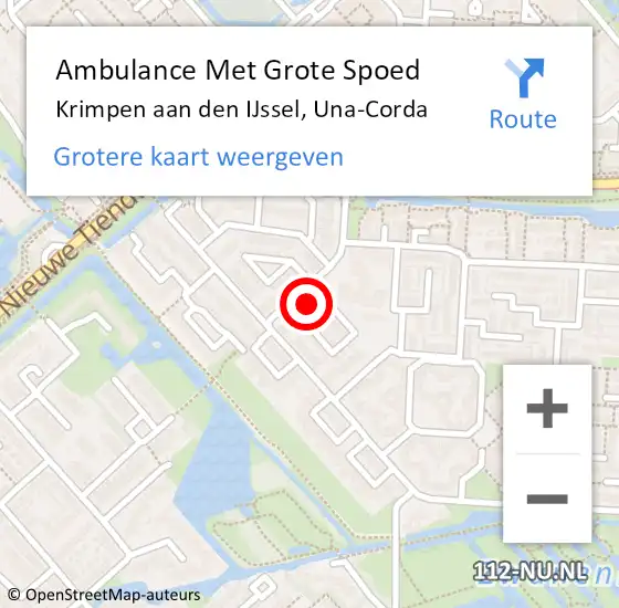 Locatie op kaart van de 112 melding: Ambulance Met Grote Spoed Naar Krimpen aan den IJssel, Una-Corda op 11 maart 2023 19:57