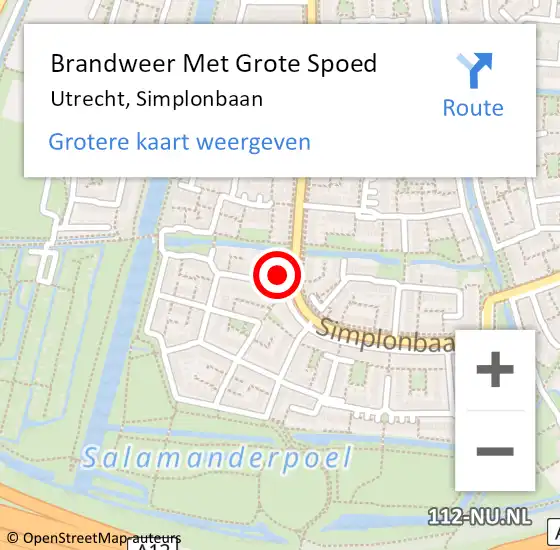 Locatie op kaart van de 112 melding: Brandweer Met Grote Spoed Naar Utrecht, Simplonbaan op 12 maart 2023 03:24